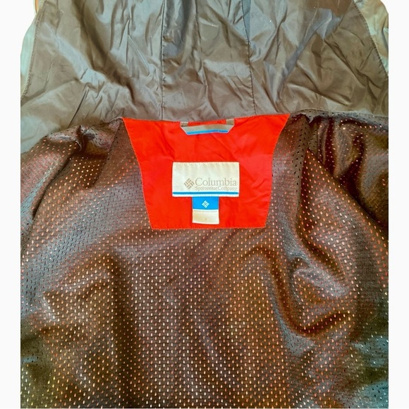 Columbia Mens S Red & Gray Zip Packable Rain Jacket Full Zip Hooded Windbreaker - Picture 10 of 11